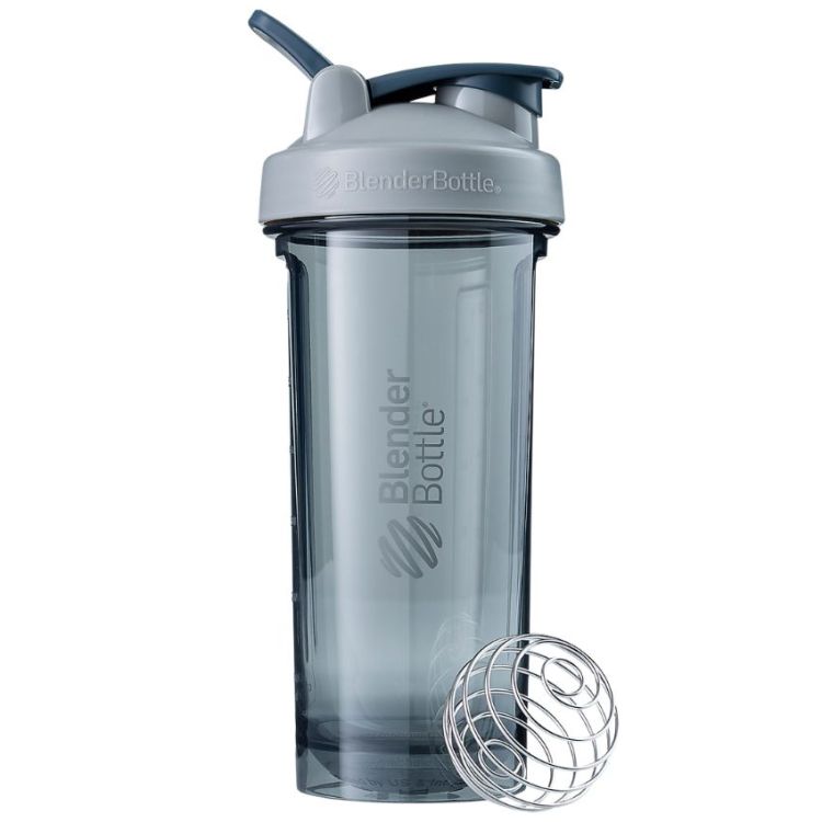 Blender Bottle Pro28 Shaker Bottle w/ Wire Whisk BlenderBall Clear - Pebble Grey (28 fl oz)