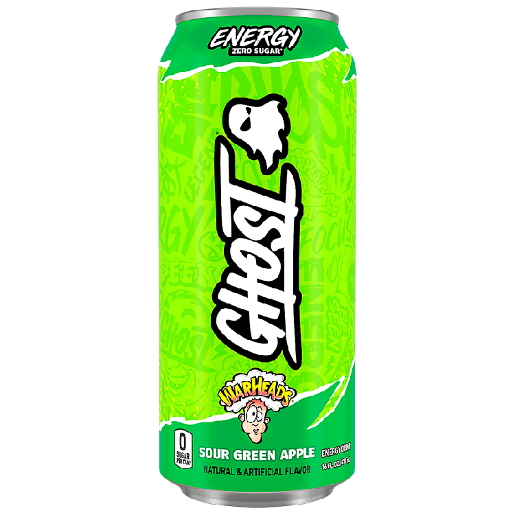 Ghost Energy Drink Zero Sugar Sour Green Apple (16 fl oz)
